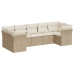 Set sofás de jardín 7 piezas y cojines ratán sintético beige