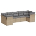 Set sofás de jardín 7 piezas y cojines ratán sintético beige
