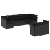 Set de sofás de jardín 8 piezas y cojines ratán sintético negro