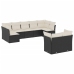 Set de sofás de jardín 8 piezas y cojines ratán sintético negro