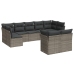 Set de muebles de jardín 9 pzas y cojines ratán sintético gris