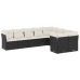 Set de sofás de jardín 8 piezas y cojines ratán sintético negro