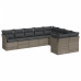 Set de muebles de jardín 9 pzas y cojines ratán sintético gris