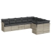Set muebles jardín 9 pzas y cojines ratán sintético gris claro