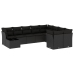 Set de sofás de jardín 10 pzas cojines ratán sintético negro