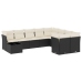 Set de sofás de jardín 10 pzas cojines ratán sintético negro