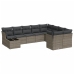 Set de sofás de jardín 10 pzas con cojines ratán sintético gris