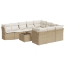 Set de sofás de jardín 11pzas con cojines ratán sintético beige
