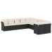 Set de sofás de jardín 10 pzas cojines ratán sintético negro