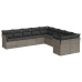 Set de sofás de jardín 10 pzas con cojines ratán sintético gris