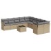 Set de sofás de jardín 11pzas con cojines ratán sintético beige