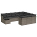 Set de sofás de jardín 11 pzas y cojines ratán sintético gris