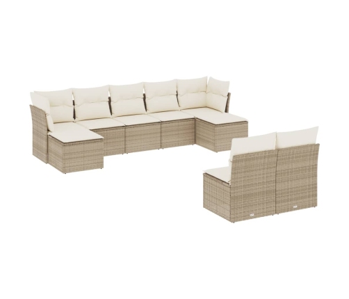 Set de sofás de jardín 9 pzas con cojines ratán sintético beige