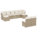 Set de sofás de jardín 9 pzas con cojines ratán sintético beige