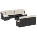Set de sofás de jardín 11 pzas y cojines ratán sintético negro