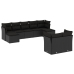 Set de sofás de jardín 8 piezas y cojines ratán sintético negro