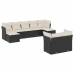 Set de sofás de jardín 8 piezas y cojines ratán sintético negro