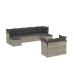 Set muebles jardín 9 pzas y cojines ratán sintético gris claro