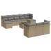 Set de sofás de jardín 11pzas con cojines ratán sintético beige