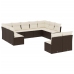 Set de sofás de jardín 11 pzas cojines ratán sintético marrón