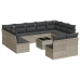 Set de sofás de jardín 12 pzas y cojines ratán sintético gris