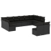 Set de sofás de jardín 12 piezas cojines ratán sintético negro