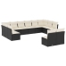 Set de sofás de jardín 12 piezas cojines ratán sintético negro