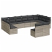 Set de sofás de jardín 12 pzas y cojines ratán sintético gris
