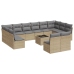 Set sofás de jardín con cojines 13 pzas ratán sintético beige