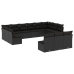 Set de sofás de jardín y cojines 13 pzas ratán sintético negro