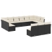 Set de sofás de jardín y cojines 13 pzas ratán sintético negro