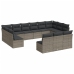 Set sofás de jardín con cojines 13 piezas ratán sintético gris