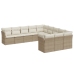 Set de sofás de jardín 11pzas con cojines ratán sintético beige