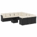 Set de sofás de jardín 12 piezas cojines ratán sintético negro