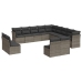 Set de sofás de jardín 12 pzas con cojines ratán sintético gris