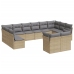 Set de sofás de jardín 12 pzas y cojines ratán sintético marrón