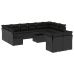 Set de sofás de jardín y cojines 13 pzas ratán sintético negro