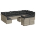 Set sofás de jardín con cojines 13 piezas ratán sintético gris