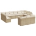 Set sofás de jardín con cojines 13 pzas ratán sintético beige