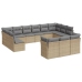 Set sofás de jardín con cojines 13 pzas ratán sintético beige