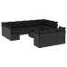 Set sofás de jardín 14 pzas con cojines ratán sintético negro