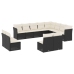 Set de sofás de jardín 12 piezas cojines ratán sintético negro