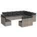 Set de sofás de jardín 12 pzas y cojines ratán sintético gris