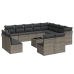 Set sofás de jardín con cojines 13 piezas ratán sintético gris