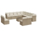 Set sofás de jardín 14 pzas con cojines ratán sintético beige