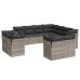 Set de sofás de jardín 11 pzas y cojines ratán sintético gris