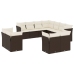 Set de sofás de jardín 11 pzas cojines ratán sintético marrón