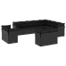 Set de sofás de jardín 12 piezas cojines ratán sintético negro
