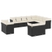 Set de sofás de jardín 12 piezas cojines ratán sintético negro
