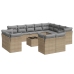 Set sofás de jardín con cojines 13 pzas ratán sintético beige